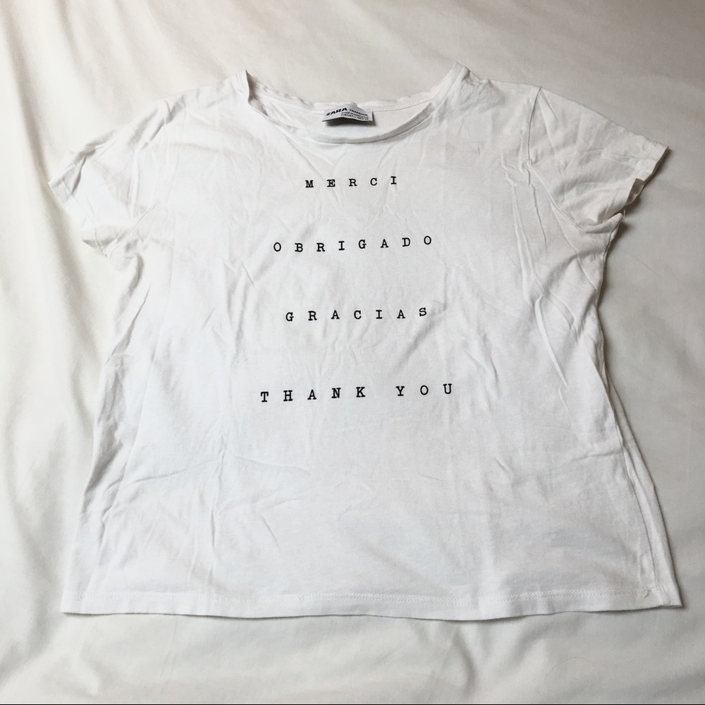 ZARA "Thank You" Graphic Tee