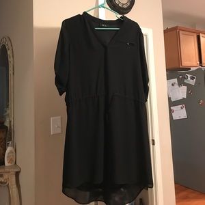 A black, long sleeve dress