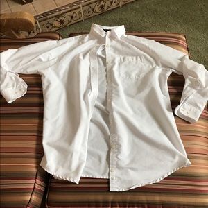 Women's long sleeve white button up shirt