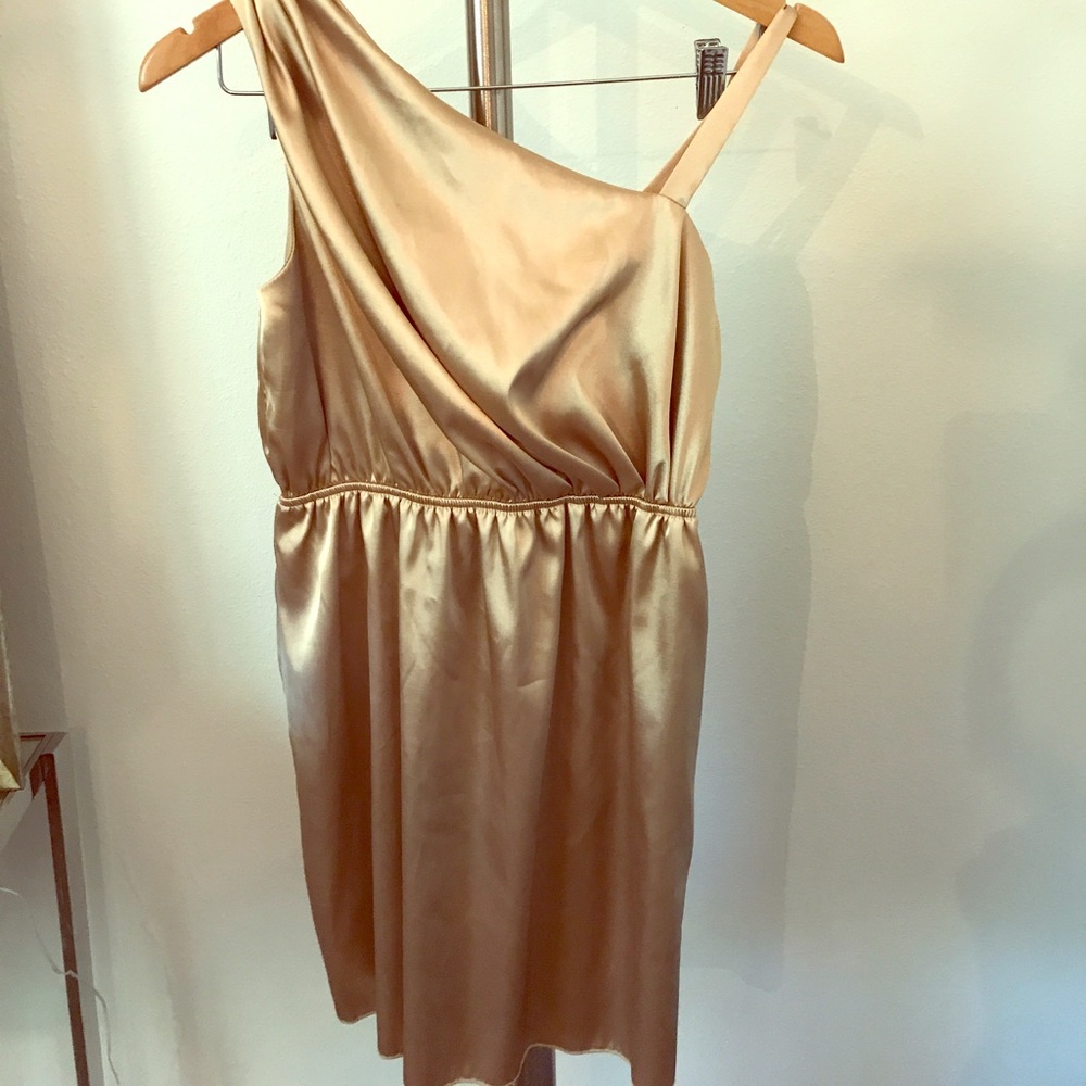 Gorgeous Lulu's champagne gold satin dress