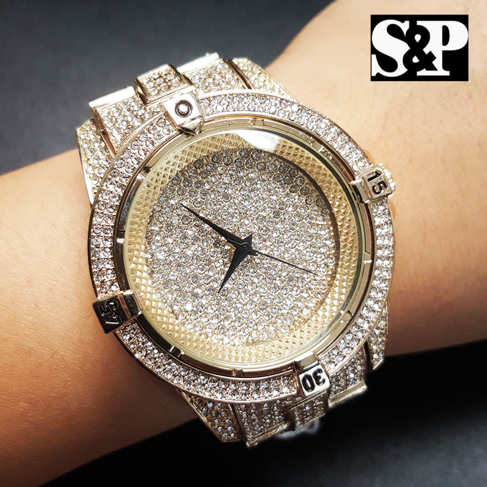 Hip Hop Gold PT JAY-Z Iced Out bling watch