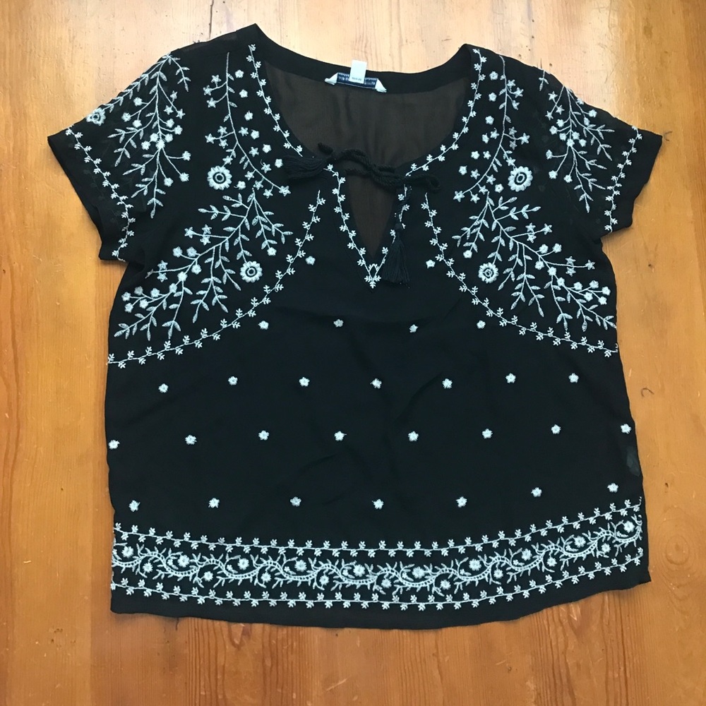 AE Embroidered Sheer Top