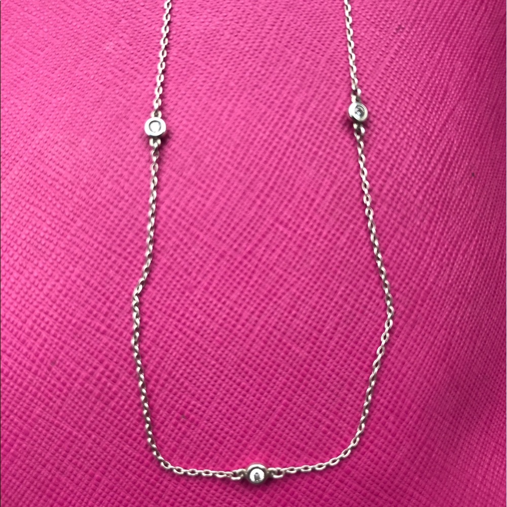 Tiffany Elsa Peretti 18" Diamond Silver Necklace