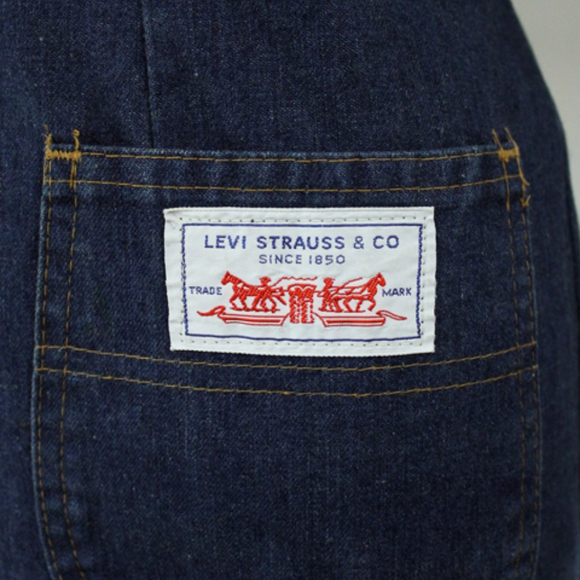 RARE VINTAGE 60s 70s LEVI STRAUSS DARK DENIM SHORT HOT PANTS ROMPER XS-S - Picture 7 of 9