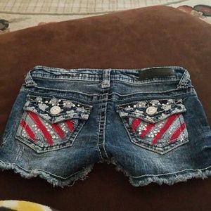 wallflower jean shorts bling American flag