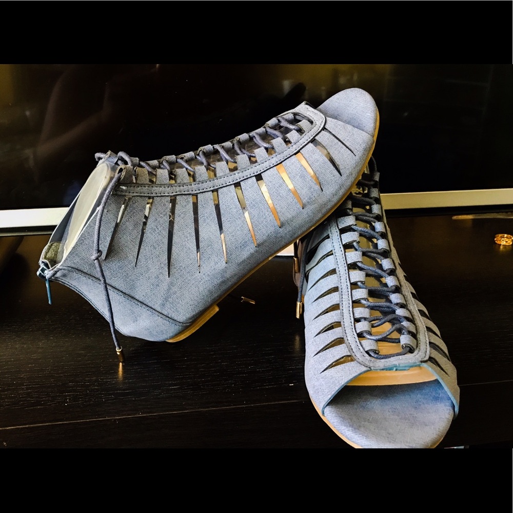 Fun/Classy Blue denim Gladiator Sandals