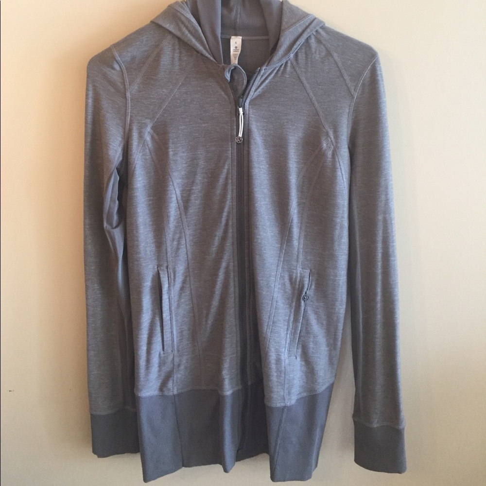 Grey Lululemon zip up hooded jacket