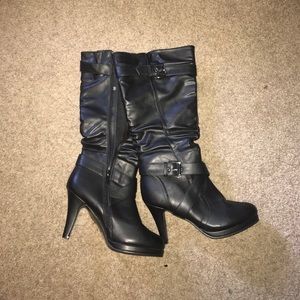 Knee high black heels