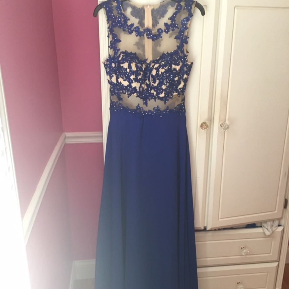 Royal blue long prom dress