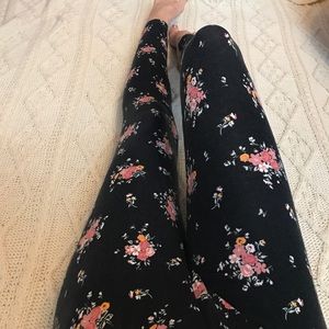 Black Floral Leggings