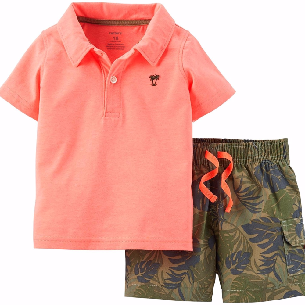 Carter's Baby Boys' 2-Pc. Polo & Leaf-Print Shorts