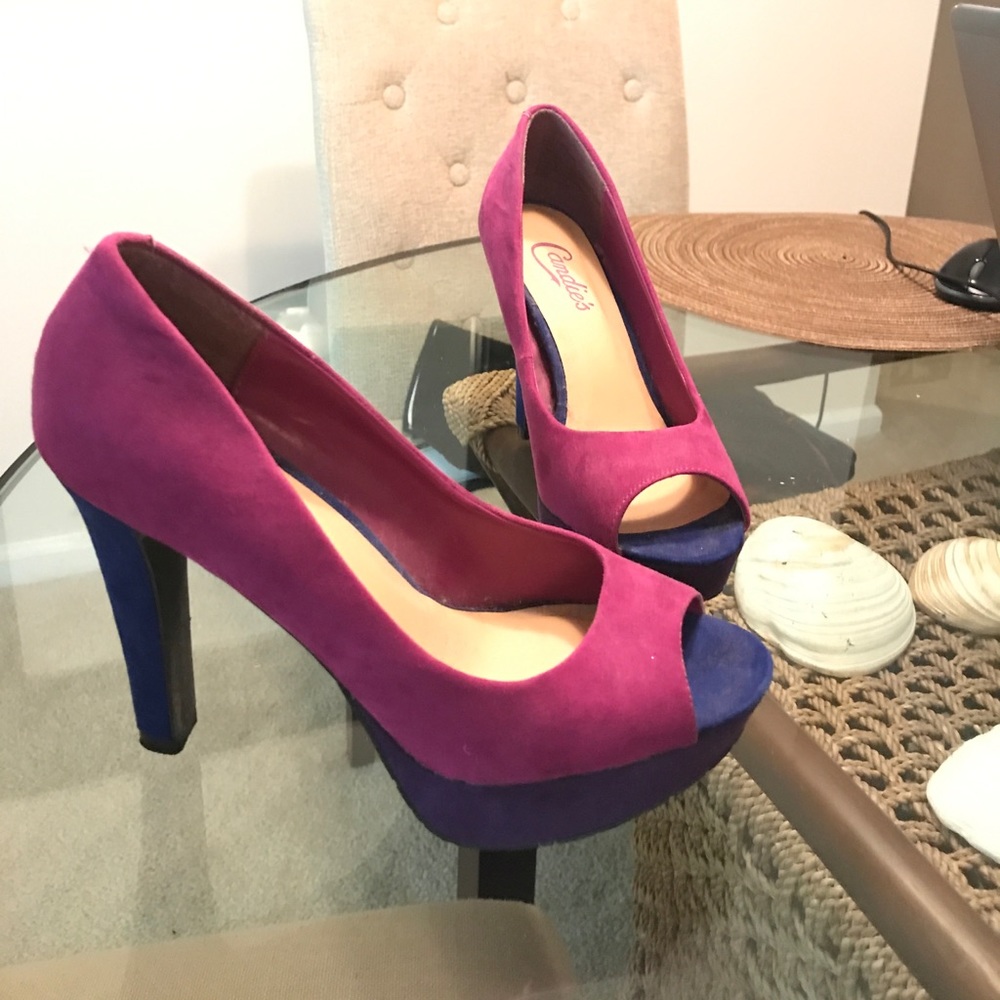 Multi color platform high heels