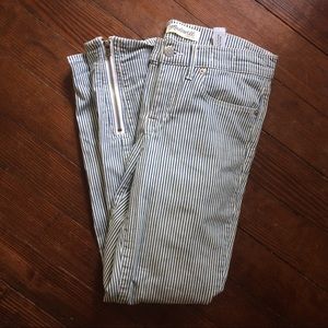 Blue and white stripes Madewell jeans.