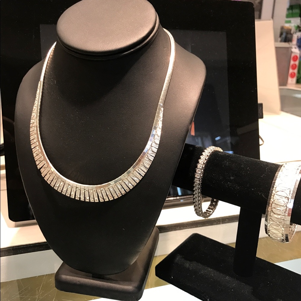Silver necklace and matching bracelet