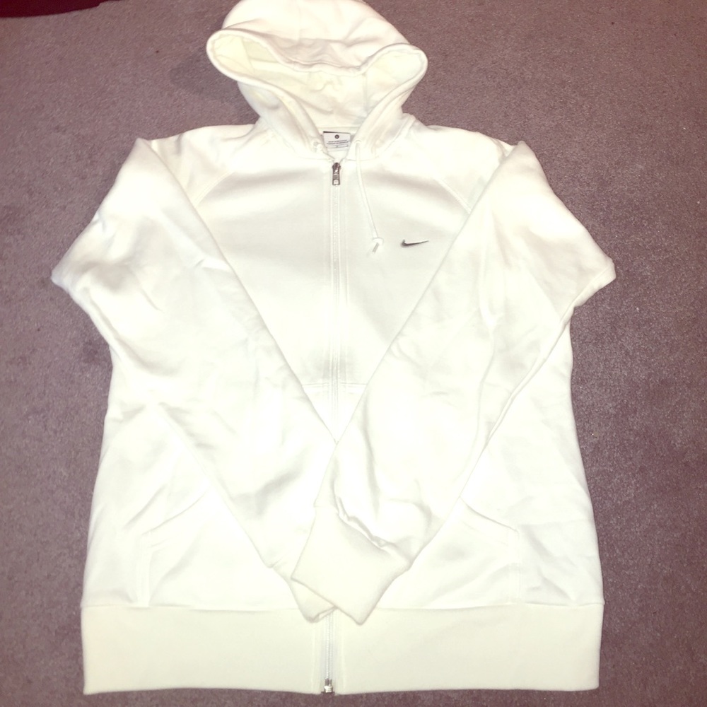 White Nike zip up hoodie