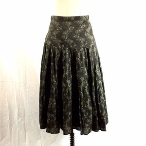 J. Crew Green Floral Ruffle Pleated Skirt