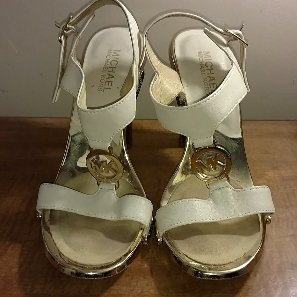 Cream & gold leather MK heels