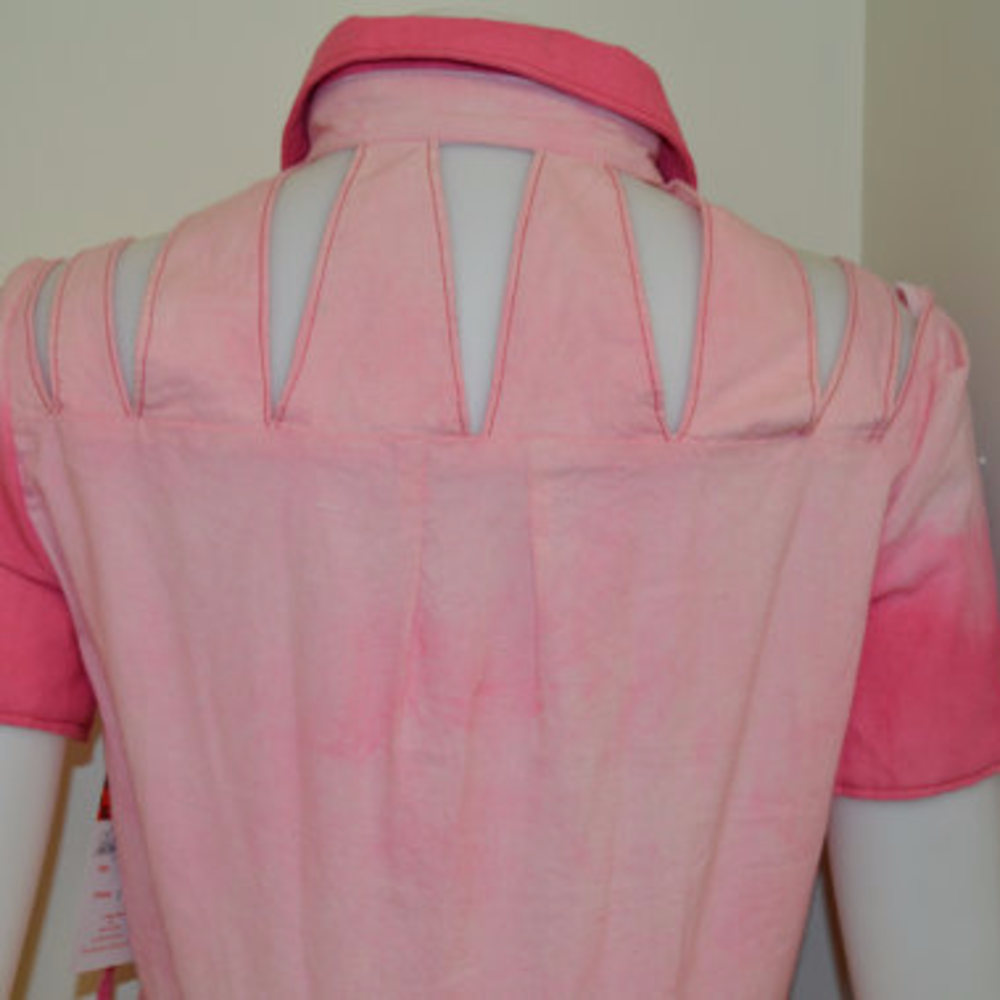 Pink ombre handkerchief hem chambray shirt dress - Picture 4 of 4