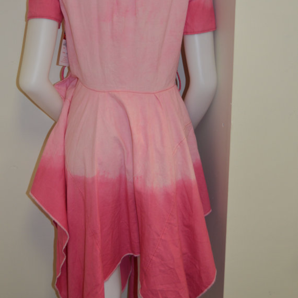 Pink ombre handkerchief hem chambray shirt dress - Picture 3 of 4