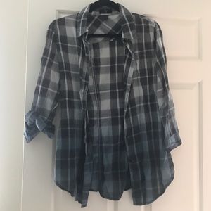 Aqua ombré cotton plaid