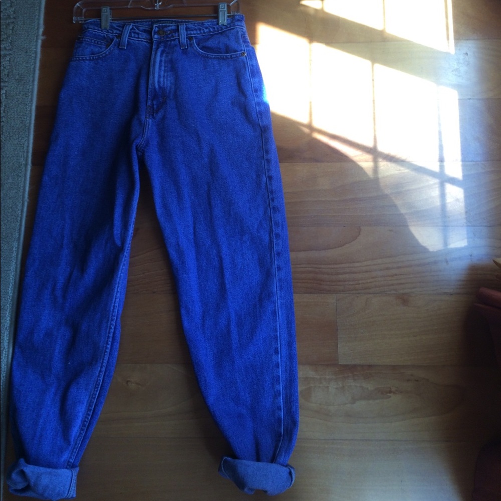 High waisted denim mom jeans.