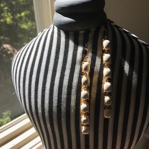 White enamel drop earrings