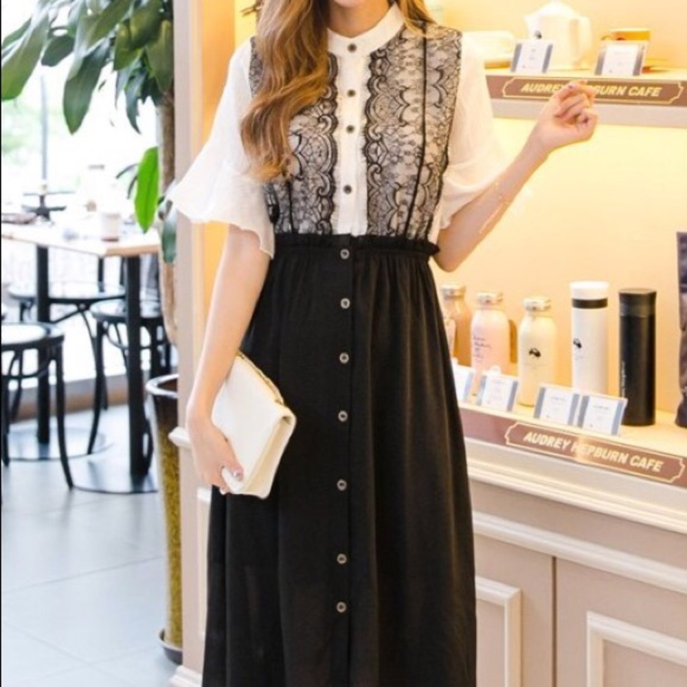 Black and white lace dress