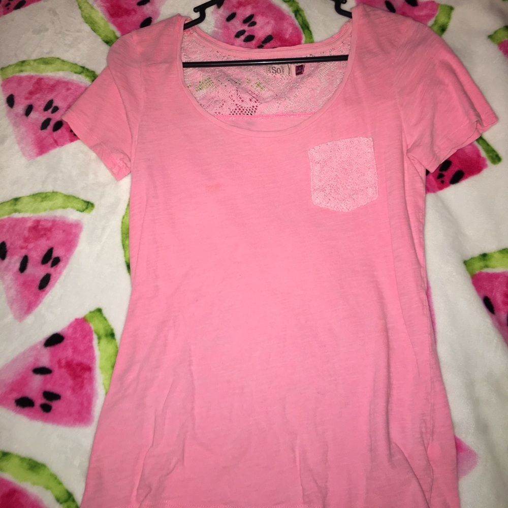 Pink Lace Pocket Tee