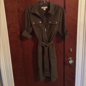 NWOT Michael Kors Zip Front Shirtdress w Tie