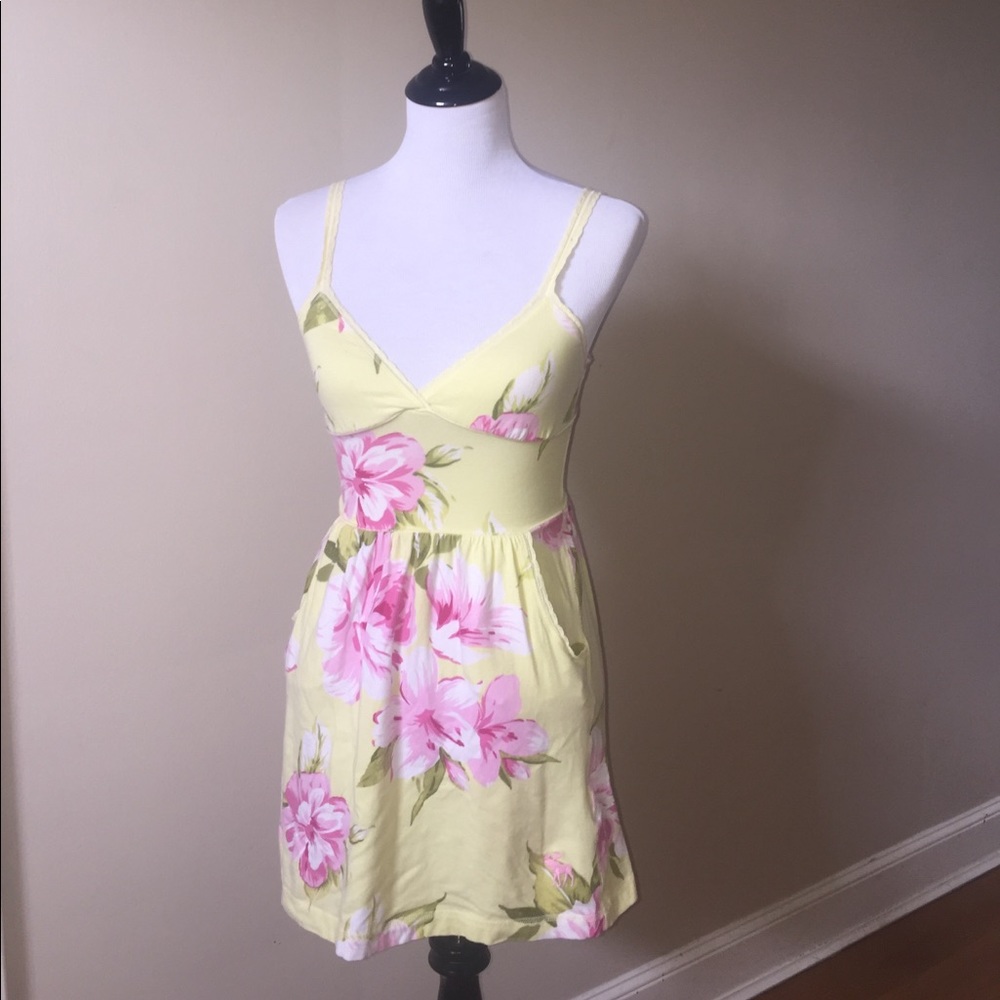 Abercombie & Fitch yellow floral stretch dress