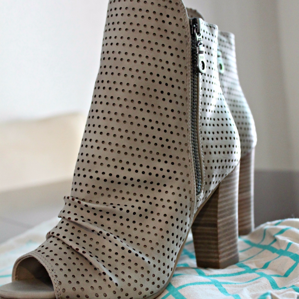Report Footwear Veanne Perforated Peep Toe Bootie