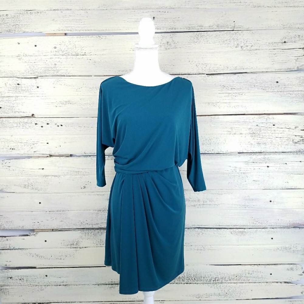 Max and Cleo Green Mini Dress Cocktail 3/4 Sleeve