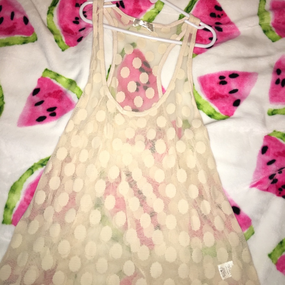 mesh polka dot tank top