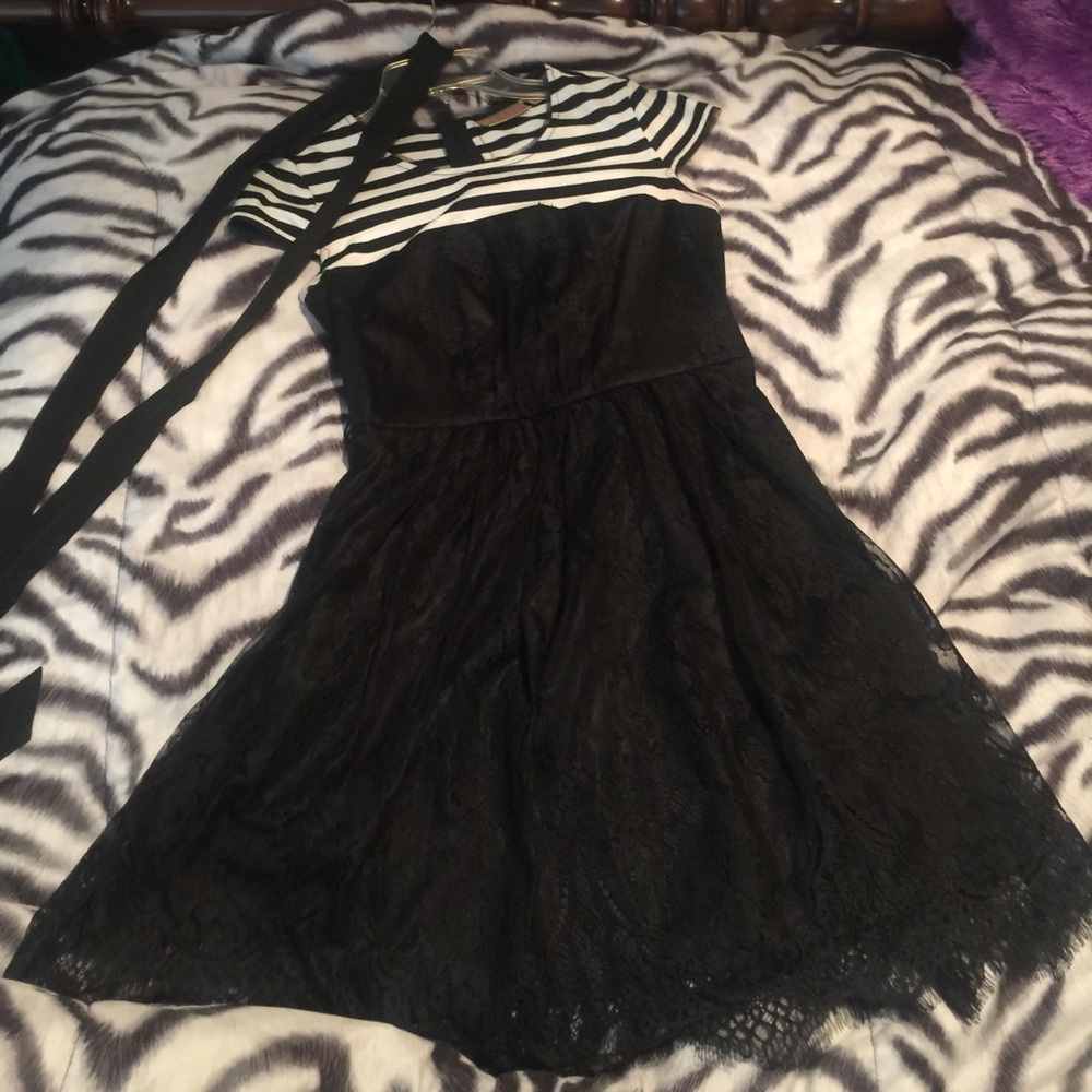 Black and white lace dress