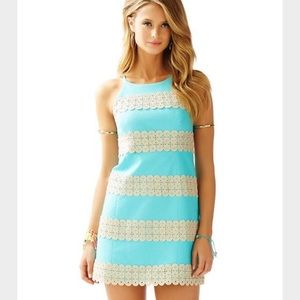 Blue Lilly Pulitzer Annabelle Shift gold lace
