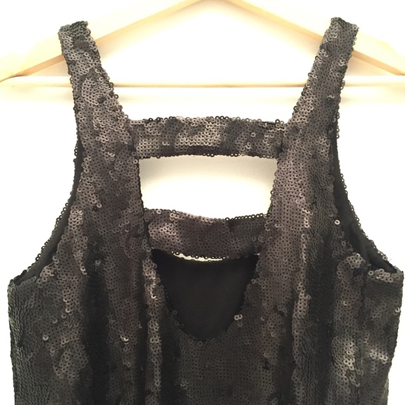 SOLD Bloomingdales AQUA Black Sequin Mini Dress - Picture 5 of 7