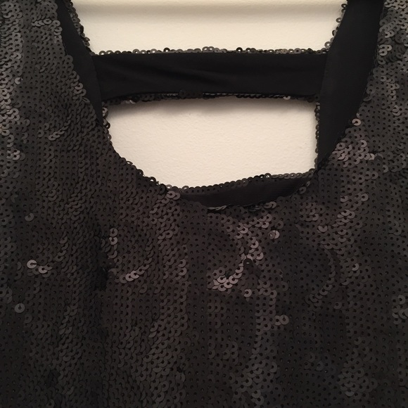 SOLD Bloomingdales AQUA Black Sequin Mini Dress - Picture 4 of 7