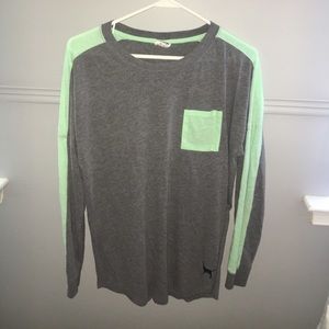 Grey and mint long sleeve shirt