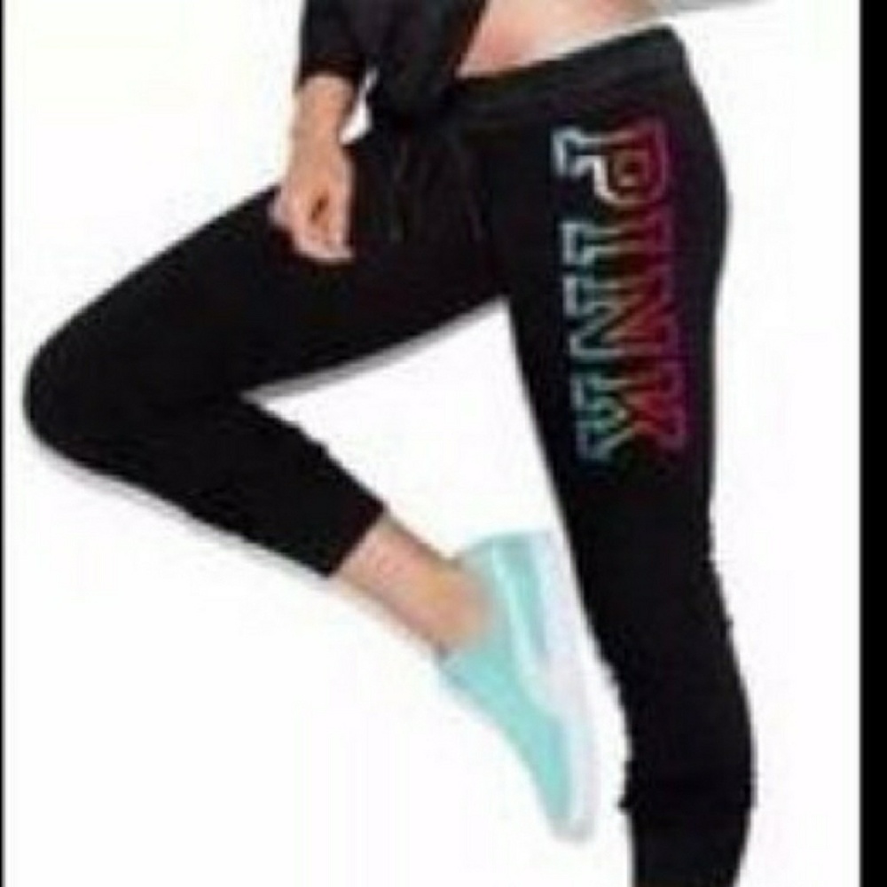 Nwot PINK bling rainbow joggers