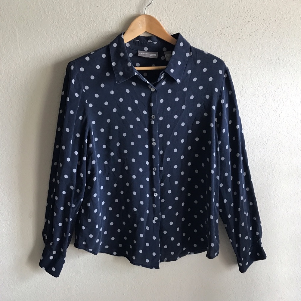 Valerie stevens Polka Dot silk blouse size 16