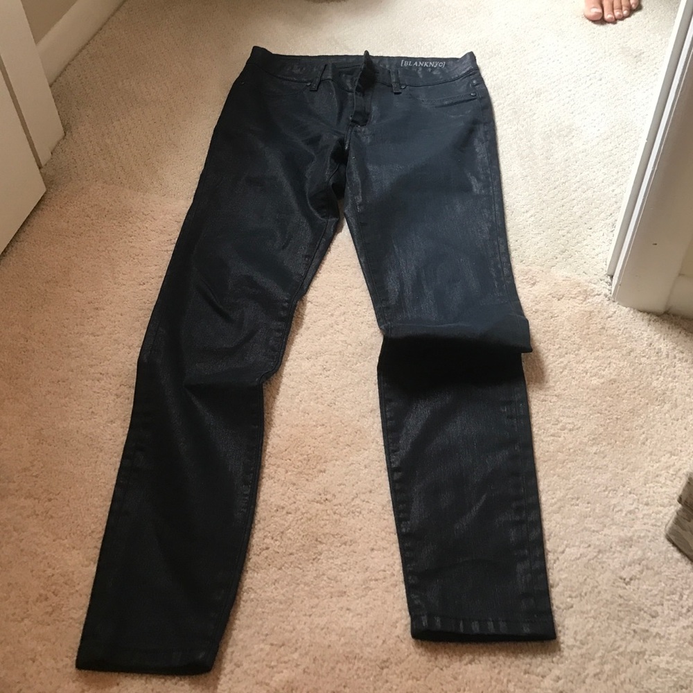 Blank NYC waxy black skinny jeans