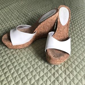 Jessica Simpson White cork wedges size 9.5