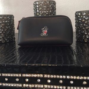 BRAND NEW MICKEY X COACH BLACK LEATHER MAKEUP BAG