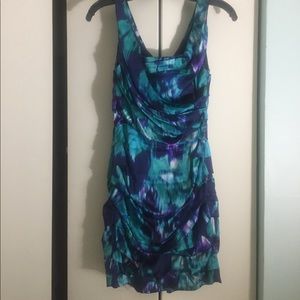 Blue and purple Water color silk dress