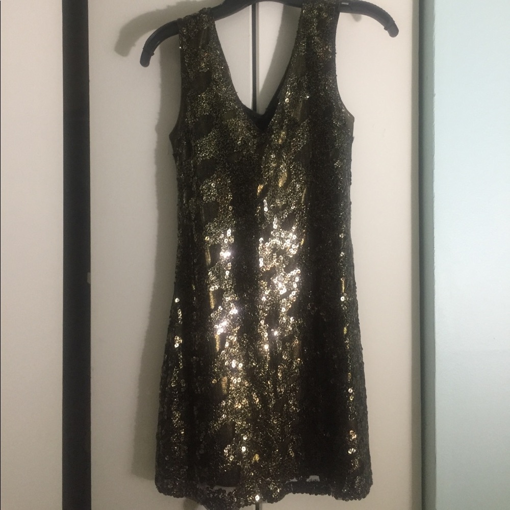 Gold and bronze sequin mini dress