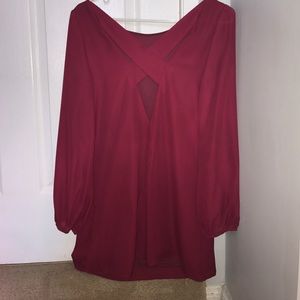 Berry Long-Sleeve Shift Dress by Tobi