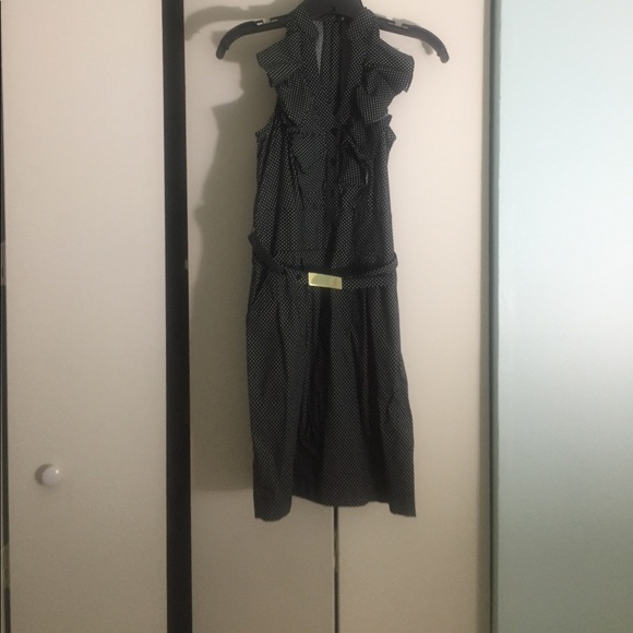 Polka sorta ruffle dress with gold belt - Picture 1 of 1