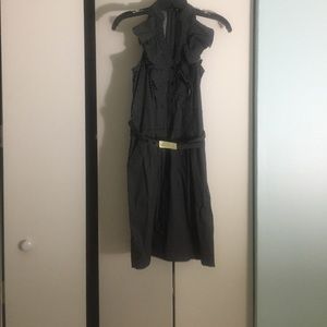 Polka sorta ruffle dress with gold belt