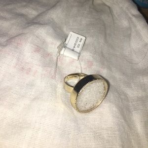 NWT LF Ring With White Quartz Stones on Gold Plate