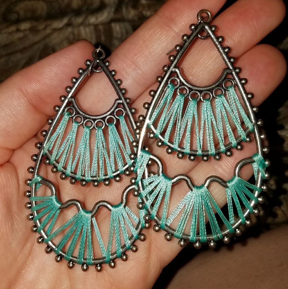 Bohemian teal earrings